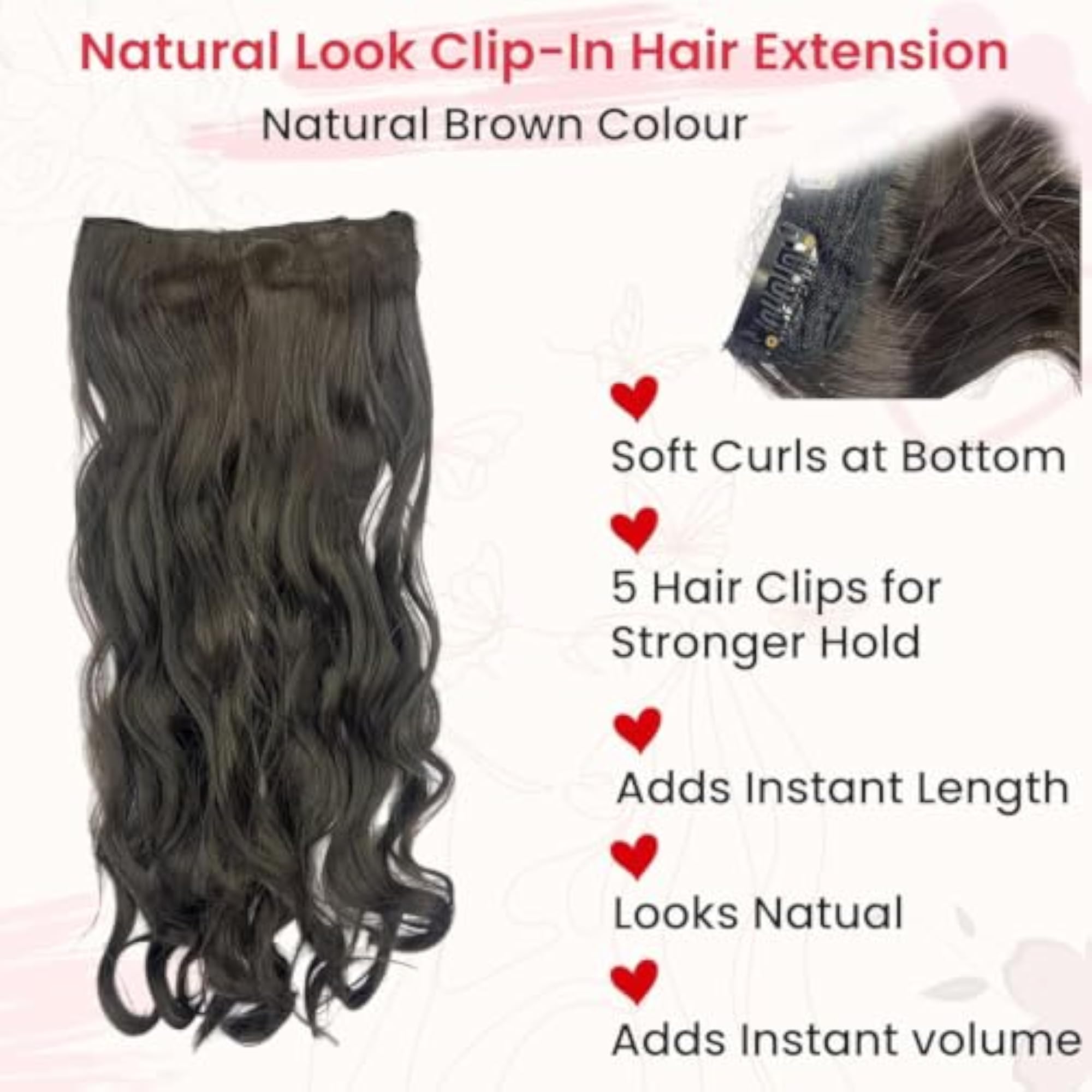 Wavy & Curly Hair Extensions for Women, Clip-On Curls